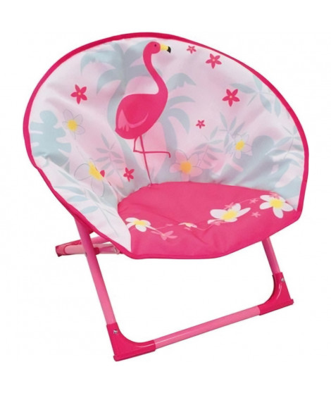 Siege lune Flamant Rose pour Enfant - FUN HOUSE - Petit mobilier plein air - Dimensions L 52 x P 46 x H 48 cm