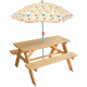 FUN HOUSE Fruity's Table pique-nique en pin H.53 x l.95 x P.75 cm avec parasol H.125 x ø 100 cm - Pour enfant