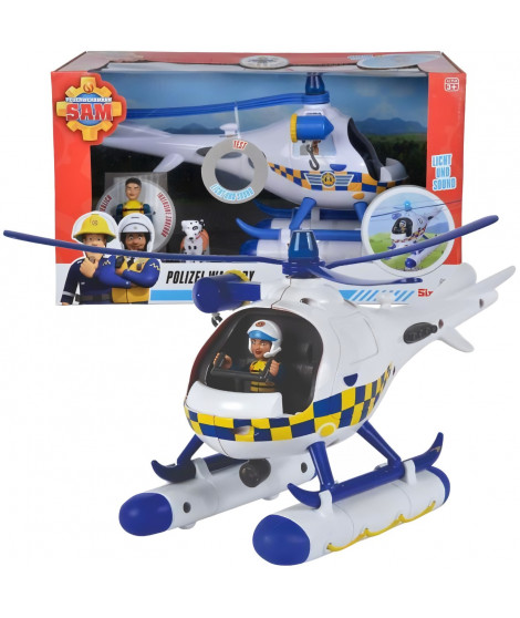 Fireman Sam Wallaby hélicoptere de police son et lumiere + figurine