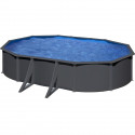 Piscine hors sol ovale en acier gris anthracite - GRE - Louco - Filtration a sable