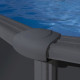 GRE - Kit Piscine hors sol acier grise anthracite ronde -  Ø370 x H132 cm - Ronde (Livrée avec une échelle +filtre a sable + …