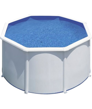 GRE - Kit Piscine hors sol acier ronde blanche - Fidji - Ø260 x 122 cm (Livrée avec une échelle de sécurité et un filtre a sa…