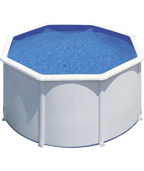 GRE - Kit Piscine hors sol acier ronde blanche - Fidji - Ø260 x 122 cm (Livrée avec une échelle de sécurité et un filtre a sa…