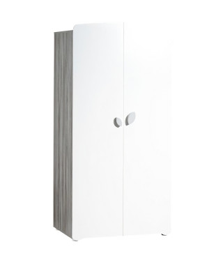 Armoire bébé Leaf - MDF - Blanc - 2 portes - 86 x 175 x 56 cm - BABY PRICE