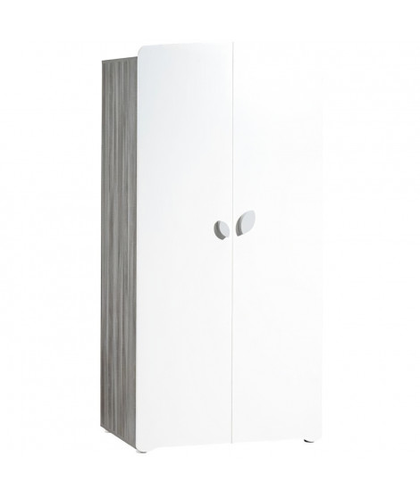 Armoire bébé Leaf - MDF - Blanc - 2 portes - 86 x 175 x 56 cm - BABY PRICE