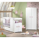 Lit bébé combiné évolutif - BABY PRICE - Basic - Blanc - Bouton coeur rose -60 x 120 cm