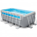 Kit piscine tubulaire rectangulaire CLEARVIEW - Structure métal - Epurateur+Echelle de sécurité+Bâche+Tapis - L4 x P2 x H1,22m