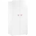 BABY PRICE New Basic Armoire Chambre Bébé 2 Portes - Boutons Coeur Rose