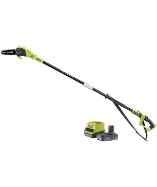 Élagueur sur perche - RYOBI - Guide 20 cm - 5,5 m/s - Guide incliné 15° - 1 batterie 18 V 2 Ah et 1 chargeur