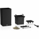 Pot de fleur LECHUZA Canto Stone Colonne 30 - kit complet LED, noir graphite