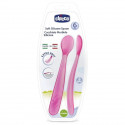 CHICCO Mes premieres cuilleres souples bout silicone x2 Rose