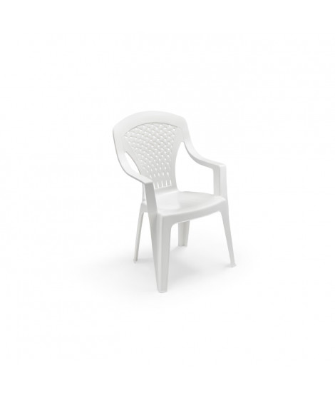 Lot de 4 Fauteuils de jardin monobloc empilable Capri - 56 x 58 x 90 cm - Blanc