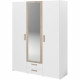 Armoire DREAM 3 portes - Panneau de particules - Miroir - Décor blanc - L150 x H200 x P52 cm