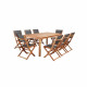 Ensemble repas de jardin 6 a 8 personnes - Table extensible 180/240 x 100 cm + 6 chaises assises textilene - Bois Eucalyptus FSC