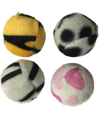 Jouet pour chat - Set de 4 balles -Zébrées - Polyester - Ø4cm