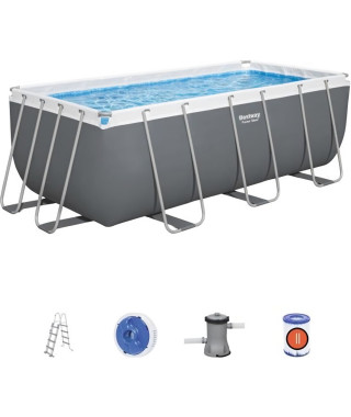 BESTWAY Piscine hors sol Power Steel 412 x 201 x 122 cm, filtre a cartouche, échelle, diffuseur Chemconnect