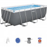 BESTWAY Piscine hors sol Power Steel 412 x 201 x 122 cm, filtre a cartouche, échelle, diffuseur Chemconnect