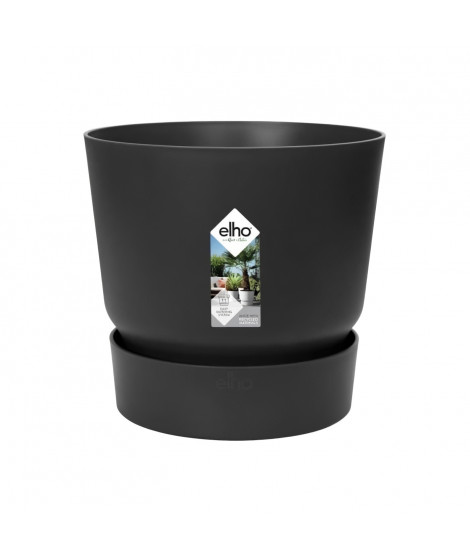 ELHO Greenville Pot de fleurs rond 55 - Noir - Ø 55 x H 50 cm - extérieur - 100% recyclé