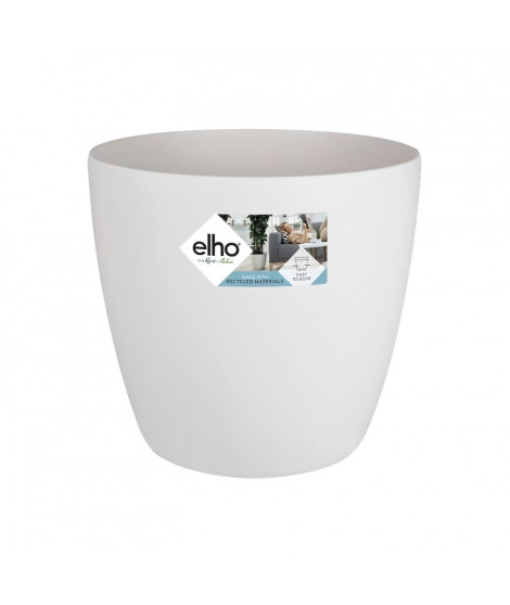 ELHO Brussels Pot de fleurs rond Roues 47 - Blanc - Ø 47 x H 44 cm - intérieur - 100% recyclé