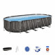 Kit Piscine hors sol tubulaire BESTWAY - Power Steel - 732 x 366 x 132 cm - Ovale (Inclus épurateur a Cartouche + échelle + …