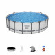 Kit Piscine hors sol tubulaire BESTWAY - Steel Pro Max - 549 x 132 cm - Rectangulaire (Inclus filtre a cartouche + échelle + …