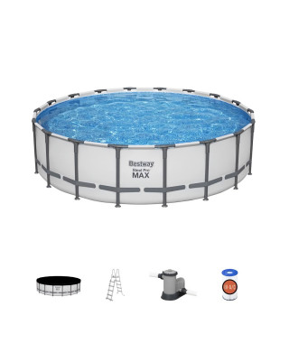 Kit Piscine hors sol tubulaire BESTWAY - Steel Pro Max - 549 x 132 cm - Rectangulaire (Inclus filtre a cartouche + échelle + …