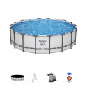 Kit Piscine hors sol tubulaire BESTWAY - Steel Pro Max - 549 x 132 cm - Rectangulaire (Inclus filtre a cartouche + échelle + …