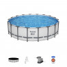 Kit Piscine hors sol tubulaire BESTWAY - Steel Pro Max - 549 x 132 cm - Rectangulaire (Inclus filtre a cartouche + échelle + …