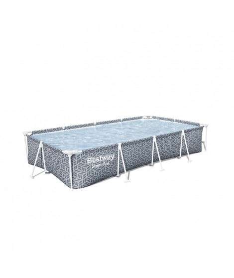 Piscine hors sol tubulaire BESTWAY - Steel Pro - 366 x 201 x 66 cm - Rectangulaire - décor graphique