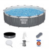 Kit Piscine hors sol tubulaire BESTWAY Steel Pro Max 457 x 107 cm - Ronde (Avec filtre a cartouche, échelle, bâche, lumiere …