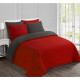 VISION Parure de couette Flanelle bicolore - 200 x 200 cm - Gris anthracite et rouge