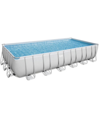 Kit Piscine hors sol tubulaire BESTWAY Power Steel- 732 x 366 x H 132 cm - Rectangulaire (Inclus pompe, échelle, diffuseur, …