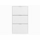 Meuble a chaussures 3 portes - Mélaminé blanc - 24 paires - L75 x P25 x H128 cm