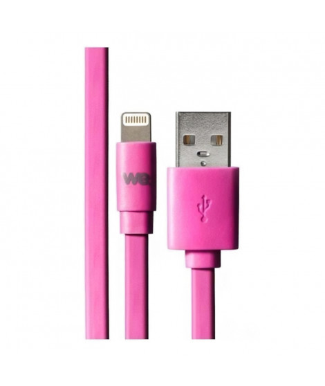 Câble Apple USB/lightning plat Compatible avec iPhone: évite de faire des noeuds 1m Fushia - en silicone