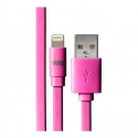 Câble Apple USB/lightning plat Compatible avec iPhone: évite de faire des noeuds 1m Fushia - en silicone