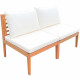 Banquette de jardin ALMA en bois d'acacia FSC avec coussins - 2 personnes - Blanc