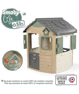 Smoby Life - Maison Jura Lodge - Cabane enfant personnalisable avec accessoires Smoby - Plastique recyclé - Fabriquée en France