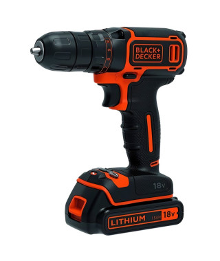 Perceuse-Visseuse sans-fil 18V BLACK+DECKER (Livrée avec 1 batterie 1,5 Ah + chargeur + coffret) - BDCDC18-QW