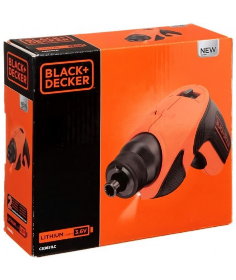 Tournevis Electrique 2,3V BLACK+DECKER - Lampe LED Intégrée (Livré avec 2 Embouts de Vissage) - CS3651LC-QW