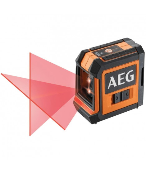 AEG Mesure laser CLR215-B, portée 15 m, laser rouge, 2 lignes, avec 1 adaptateur, 2 piles AA, 1 pochette de rangement, bande …