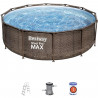 Kit Piscine hors sol tubulaire BESTWAY Steel Pro Max - 366 x 100 cm - Ronde (Livrée avec filtre a cartouche, échelle et diff…