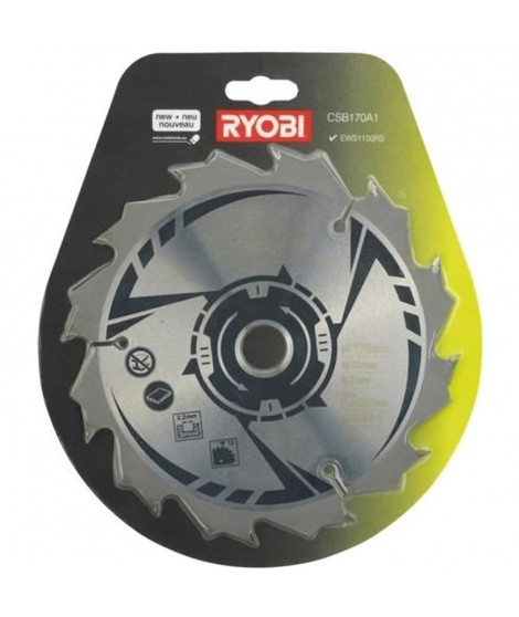 Lame de scie circulaire RYOBI 170 mm - 12 dents - Alésage 20 mm