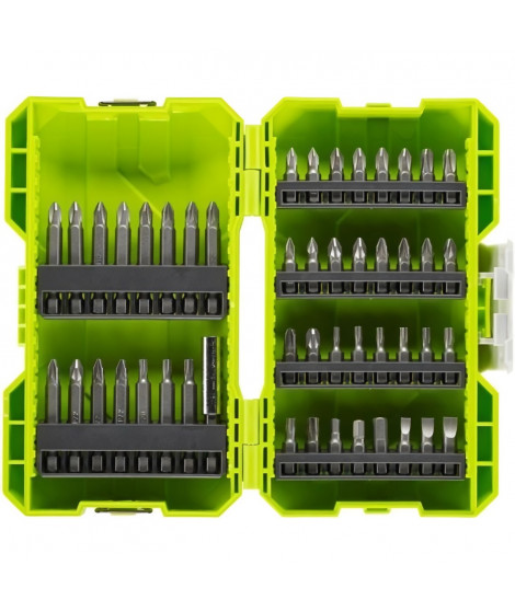 Coffret antichocs empilable RYOBI 48 embouts de vissage mixtes - porte-embouts RAK48SSD