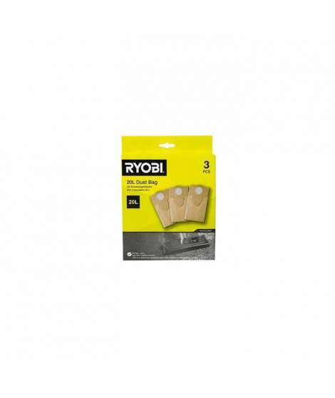 RYOBI Lot de 3 sacs poussieres pour aspirateur 20L - RAKVACDB20