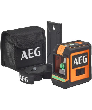 AEG Mesure laser CLG220-B, portée 20 m, laser vert, 2 lignes, avec 1 adaptateur, 2 piles AA, 1 pochette de rangement, bande v…