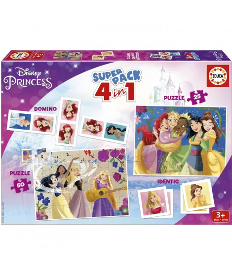 2 jeux éducatifs basiques et 2 puzzles - EDUCA - Educa Superpack Disney Princess