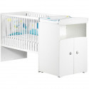Lit bébé combiné évolutif - BABY PRICE - Basic - Blanc - Bouton coeur blanc -60 x 120 cm