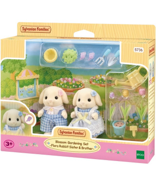 Poupée - SYLVANIAN FAMILIES - Le frere et la soeur Lapin Bélier - Jardinage - Articulés - Multicolore