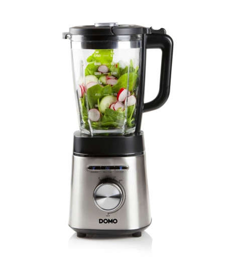 DOMO DO722BL - Blender 6 lames - 1400W - Vitesse variable - Carafe en verre 1,75L - Boutons a éclairage LED - Boitier inox