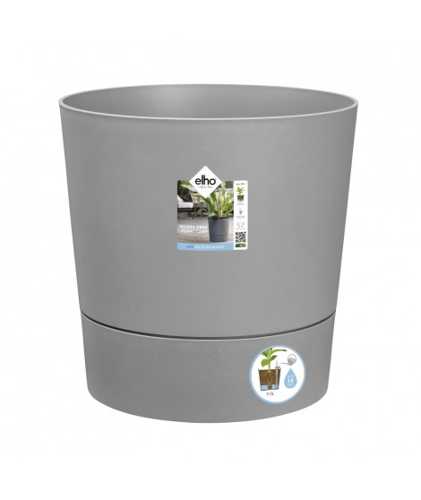 ELHO - Pot de fleurs -  Greensense Aqua Care Rond 43 - Ciment Clair - Intérieur/extérieur - Ø 43 x H 42.5 cm